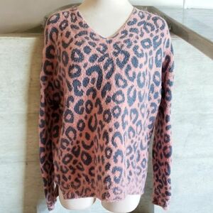 Ann Taylor Sweater Womens L Leopard Print Sausalito Sunset Chunky Boxy Pullover